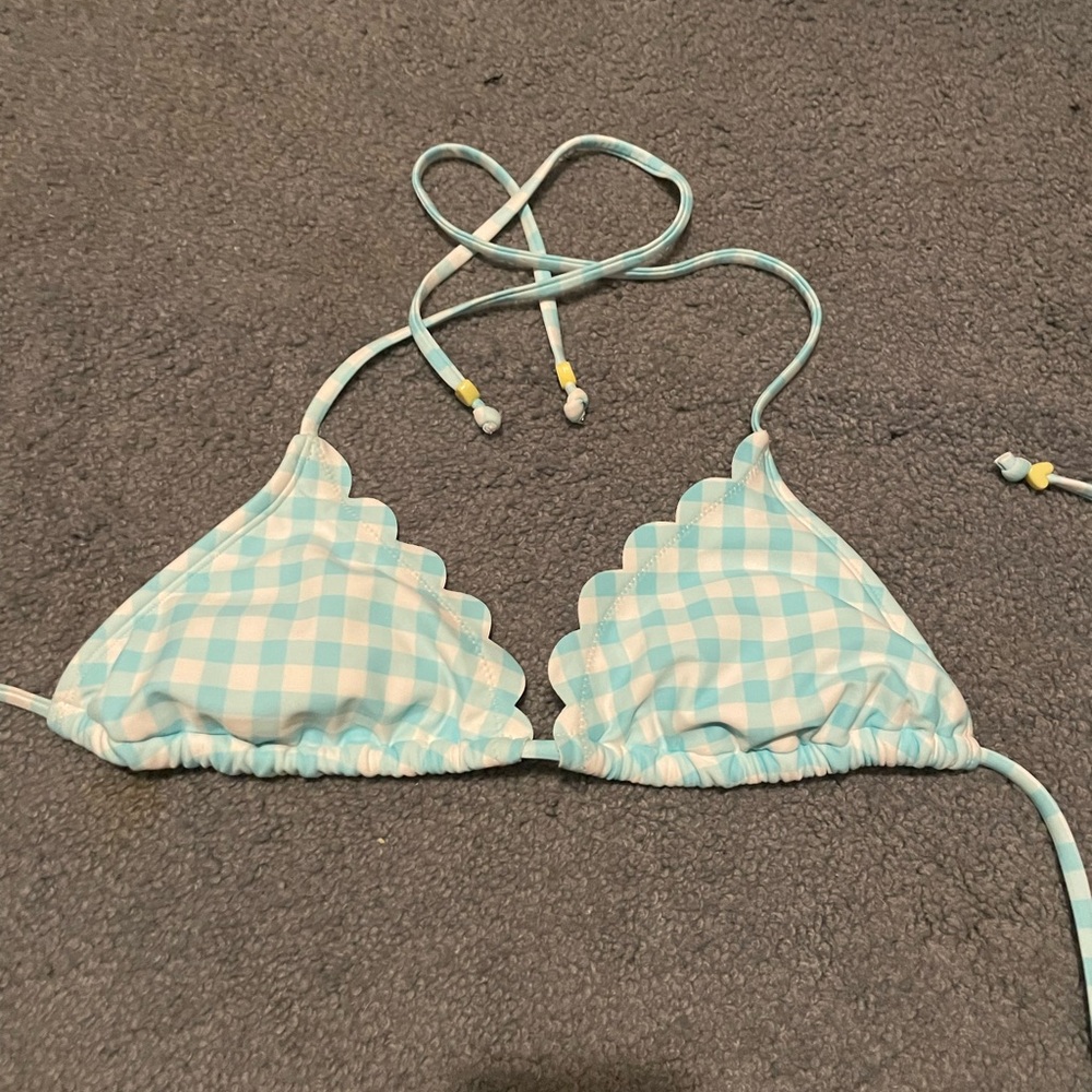 stoney clover blue gingham bikini top size small